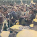 El señor Luis Francisco Ramírez hablando el día que se colocó la piedra fundamental.