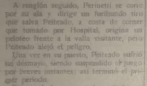 Desmayo del arquero Peiteado, 08/06/1913